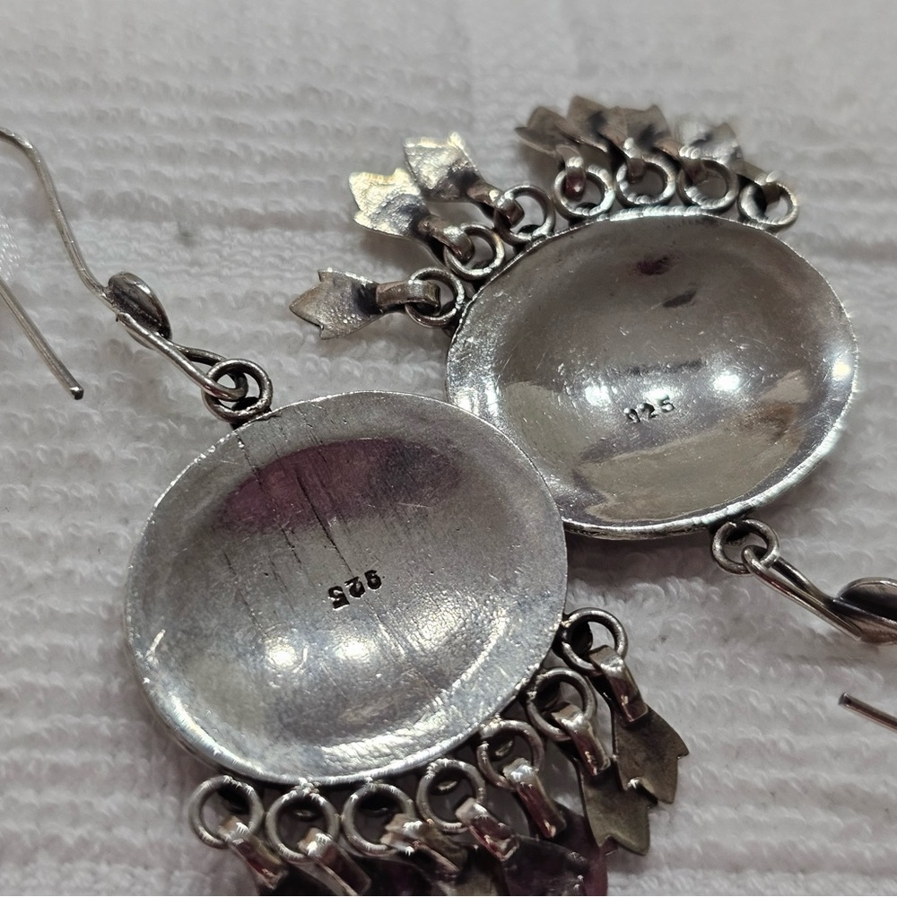 Sterling 925 Silver Boho Vintage Filigree Cha Cha Earrings - Picture 8 of 9